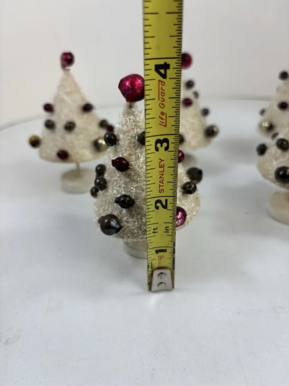 Merry Miracles White Christmas Trees Box Of 5 Mercury Glass Holiday Japan 1950s